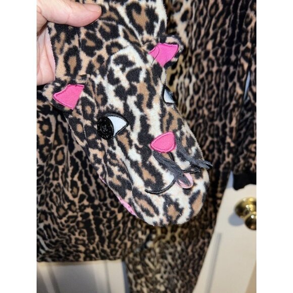 NICK & NORA Womens Leopard Print Footie Pajamas Cheetah One Piece Sz Small - Picture 10 of 12